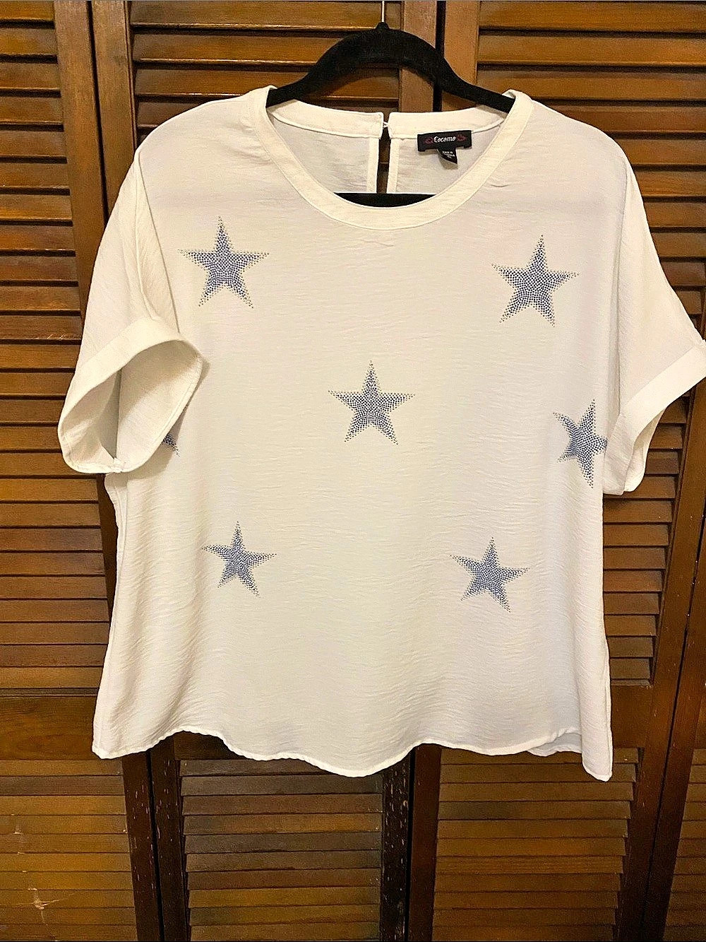 Cocomo Star Embellished Top in White XL Like New